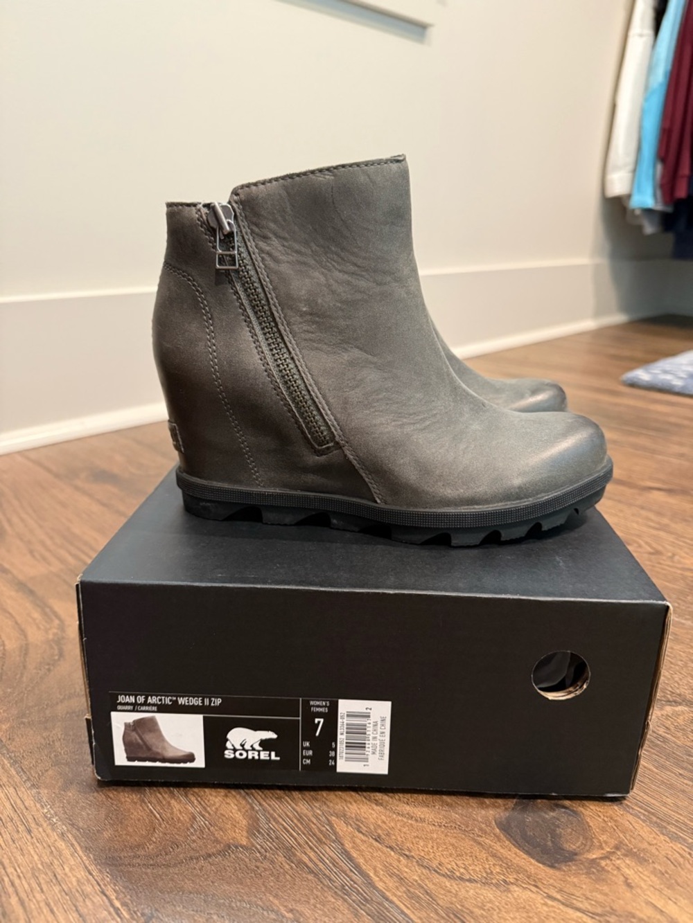 Sorel Joan of Arctic Wedge Zip Women's Ankle Boots - Gray